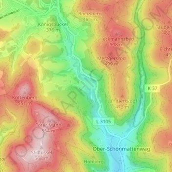 Straßburg topographic map, elevation, terrain