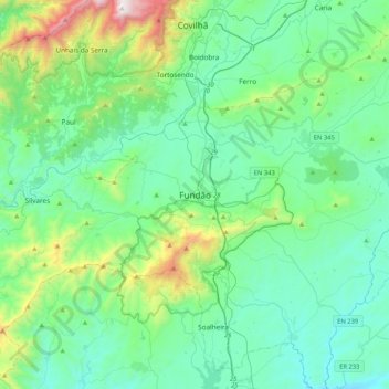 Fundão topographic map, elevation, terrain