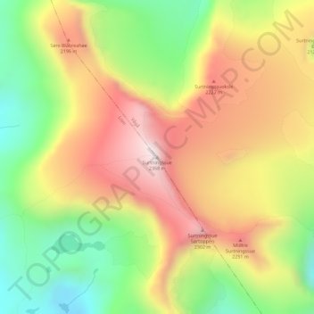 Surtningssue topographic map, elevation, terrain