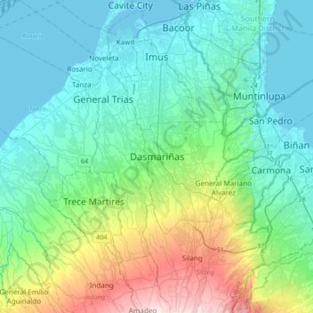 Dasmariñas topographic map, elevation, terrain
