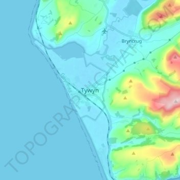Tywyn topographic map, elevation, terrain