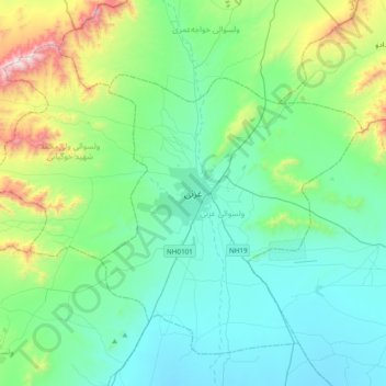Ghazni topographic map, elevation, terrain