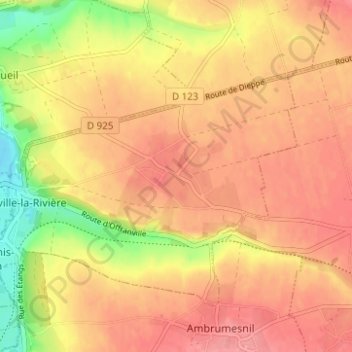 Tous-les-Mesnils topographic map, elevation, terrain