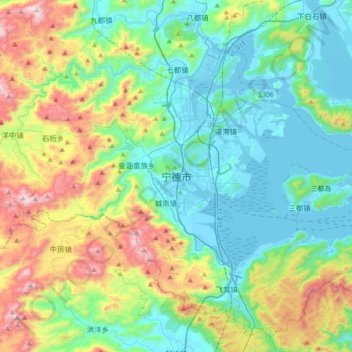 Ningde topographic map, elevation, terrain