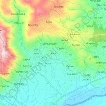 Jamus topographic map, elevation, terrain