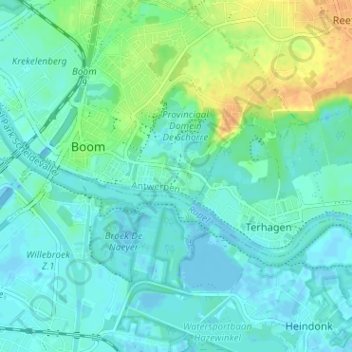 De Hoek topographic map, elevation, terrain