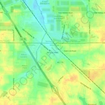 Mineral Wells topographic map, elevation, terrain