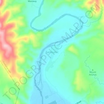 Sampaloc topographic map, elevation, terrain