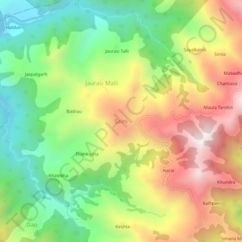 Saini topographic map, elevation, terrain