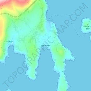 Sandwick topographic map, elevation, terrain