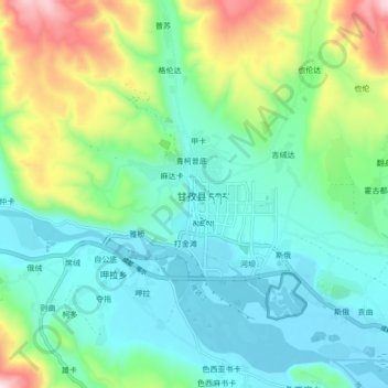 甘孜镇 topographic map, elevation, terrain
