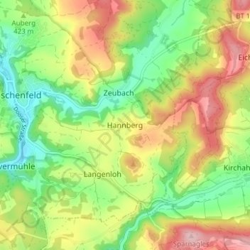 Hannberg topographic map, elevation, terrain