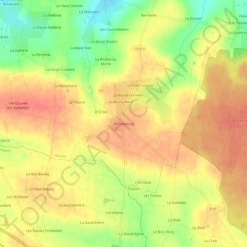 Richebourg topographic map, elevation, terrain