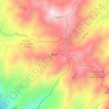 Berlín topographic map, elevation, terrain