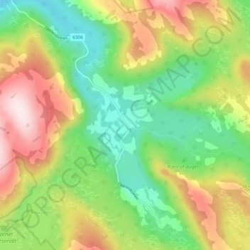 Oppland topographic map, elevation, terrain