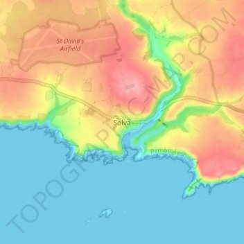 Solva topographic map, elevation, terrain