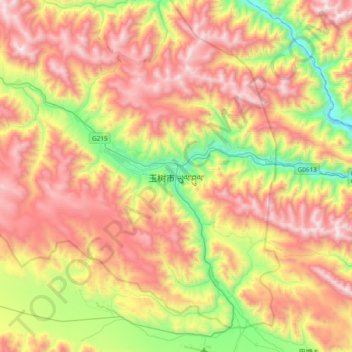 玉树市 topographic map, elevation, terrain
