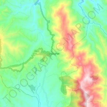 Sarkaghat topographic map, elevation, terrain