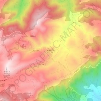 El Boixar topographic map, elevation, terrain