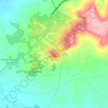 Montecillo topographic map, elevation, terrain