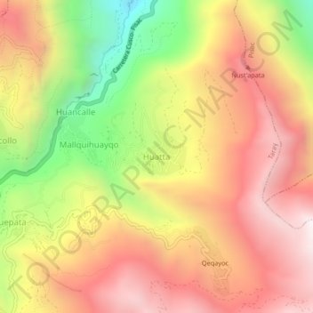Huatta topographic map, elevation, terrain