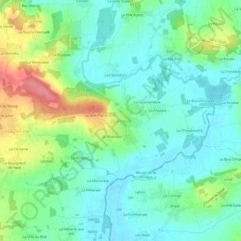 Quelneuc topographic map, elevation, terrain