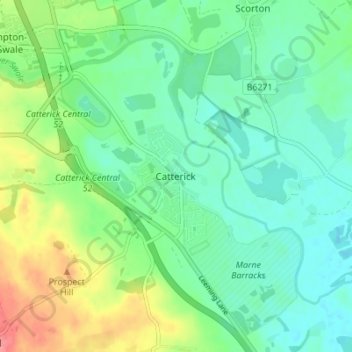 Catterick topographic map, elevation, terrain