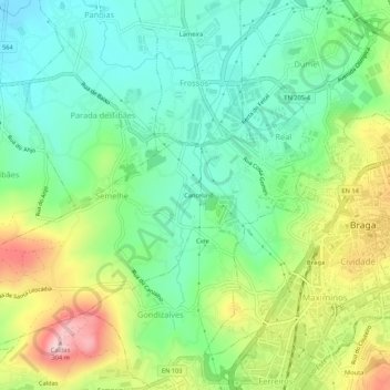 Cancela topographic map, elevation, terrain