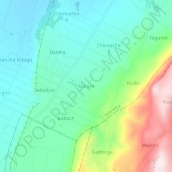 Maram topographic map, elevation, terrain