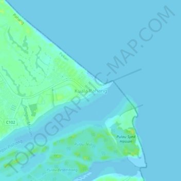 Kuala Pahang topographic map, elevation, terrain