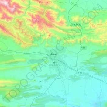 Kohat topographic map, elevation, terrain