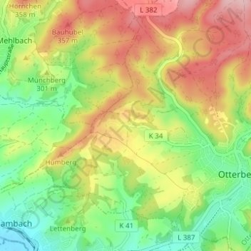 Lauerhof topographic map, elevation, terrain