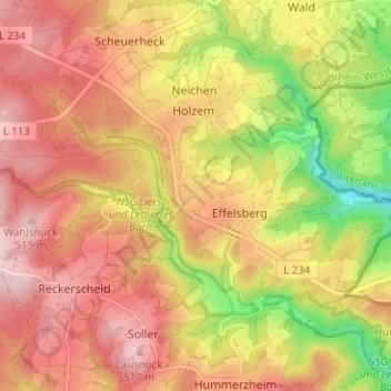 Lethert topographic map, elevation, terrain