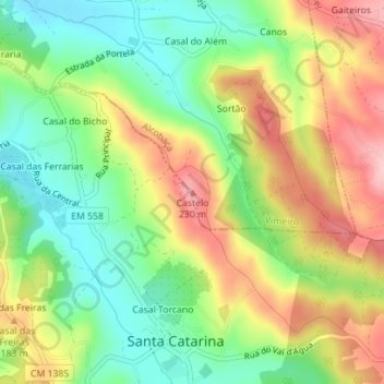 Castelo topographic map, elevation, terrain