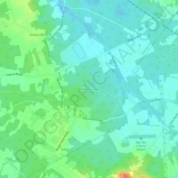 Middlesex Downs topographic map, elevation, terrain