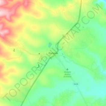 Dutywa topographic map, elevation, terrain