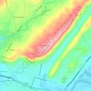 Monte Vista topographic map, elevation, terrain