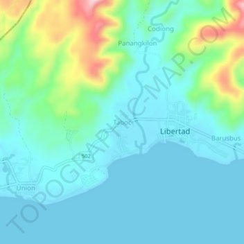 Taboc topographic map, elevation, terrain