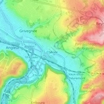 Chênée topographic map, elevation, terrain