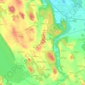 Scharam topographic map, elevation, terrain