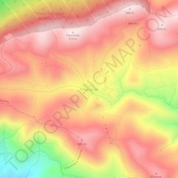 Felgueiras topographic map, elevation, terrain