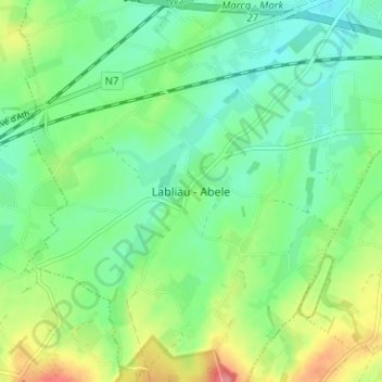 Labliau topographic map, elevation, terrain