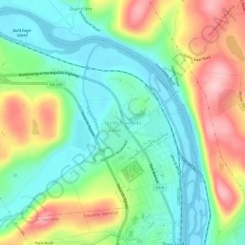 North Towanda topographic map, elevation, terrain