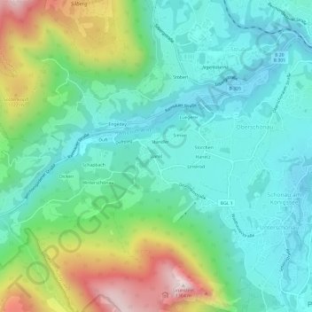 Dankl topographic map, elevation, terrain