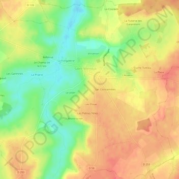 Les Rateliers topographic map, elevation, terrain
