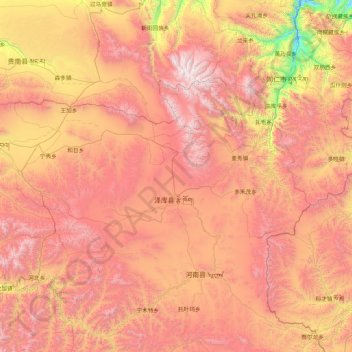 泽库县 topographic map, elevation, terrain