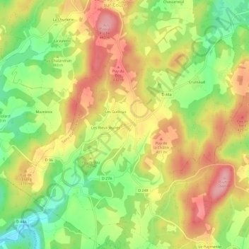 Les Rieux Vieux topographic map, elevation, terrain