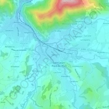 Uganga topographic map, elevation, terrain