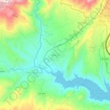 Melegís topographic map, elevation, terrain