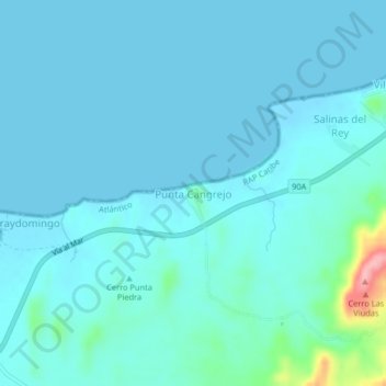 Punta Cangrejo topographic map, elevation, terrain